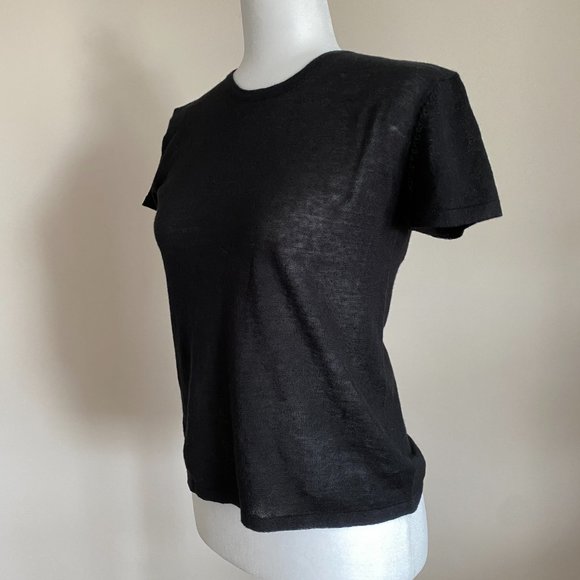 NWT John + Jenn Black Linen Blend Top - Picture 2 of 7